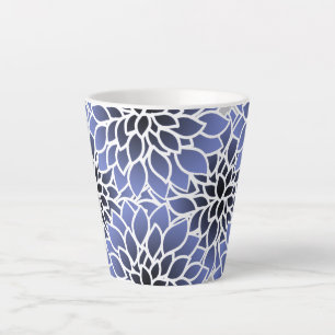 Taza De Café Latte Patrón Dahlia Azul