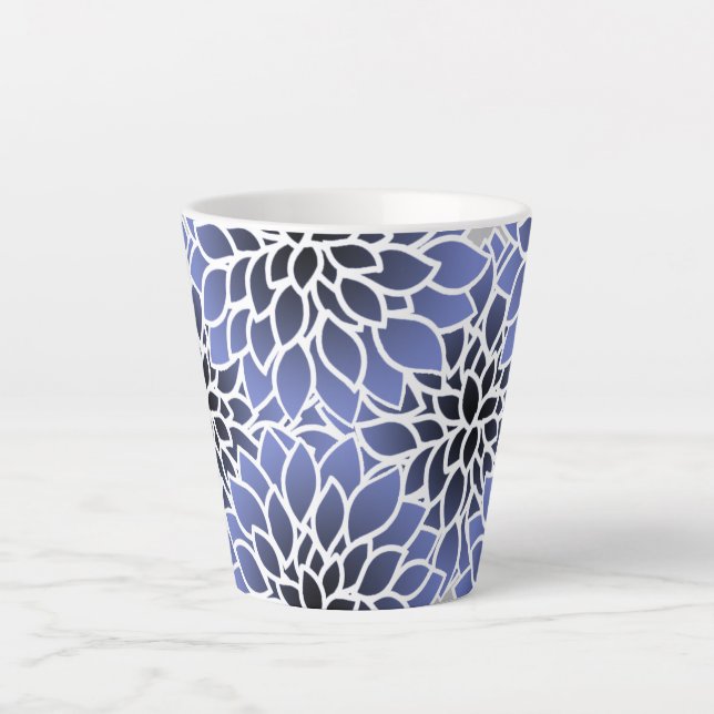 Taza De Café Latte Patrón Dahlia Azul (Anverso)