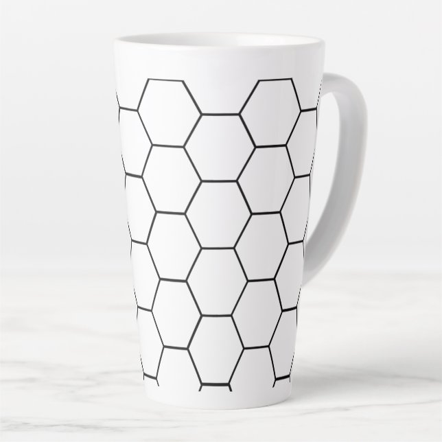 Taza De Café Latte Patrón de abeja hexagonal (Ángulo derecho)