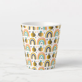 Taza De Café Latte Patrón de abejas y arbustos