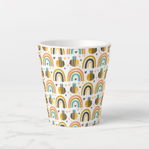 Taza De Café Latte Patrón de abejas y arbustos