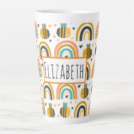 Taza De Café Latte Patrón de abejas y arbustos