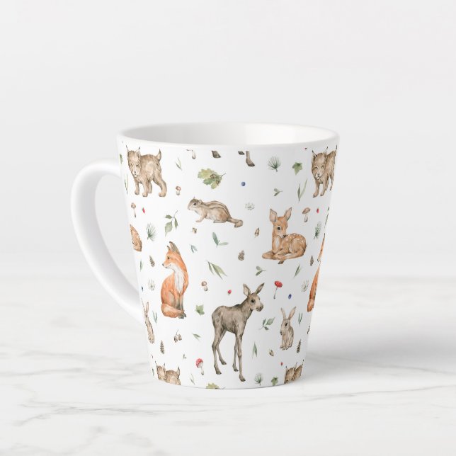 Taza De Café Latte Patrón de animales de bosque (Ángulo izquierdo)