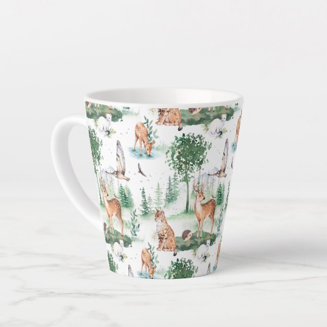 Taza De Café Latte Patrón de animales de Woodland Baby (Ángulo izquierdo)