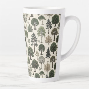 Taza De Café Latte Patrón de Árboles
