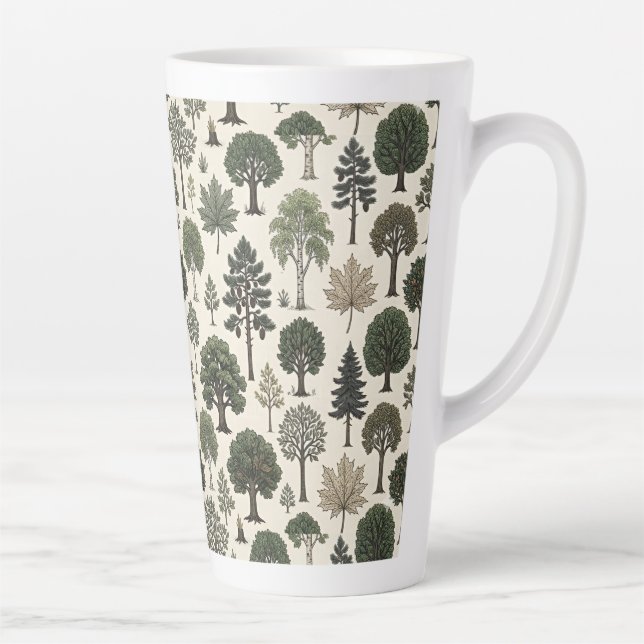 Taza De Café Latte Patrón de Árboles (Derecha)