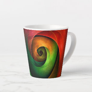 Taza De Café Latte Patrón de arte abstracto moderno de floración verd
