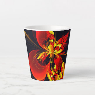 Taza De Café Latte Patrón de arte abstracto moderno floral amarillo r