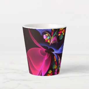 Taza De Café Latte Patrón de arte de resumen floral colorido moderno 