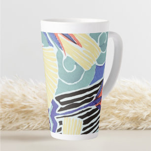 Taza De Café Latte Patrón de arte del Resumen de Flores de colores, p