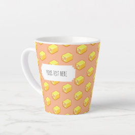 Taza De Café Latte Patrón de Arte Pixelado de Tarta Battenberg Rosa y