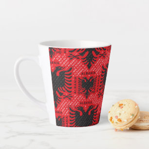 Taza De Café Latte patrón de bandera albanesa 2