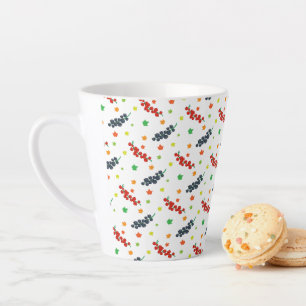 Taza De Café Latte Patrón De Bayas, Redberry, Blueberry, Fruta