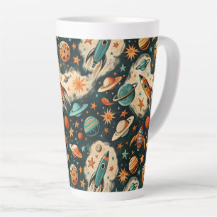 Taza De Café Latte Patrón de buques de cohetes de naves espaciales vi