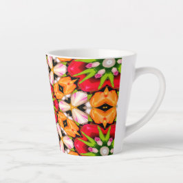Taza De Café Latte Patrón de buquet de tulipanes