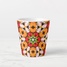 Taza De Café Latte Patrón de buquet de tulipanes
