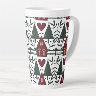 Taza De Café Latte Patrón de cabaña de Navidades escandinavos