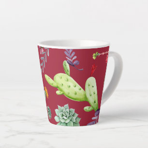 Taza De Café Latte Patrón de cactus 4