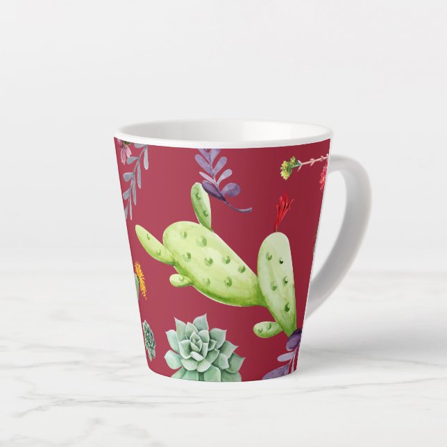 Taza De Café Latte Patrón de cactus 4 (Ángulo derecho)