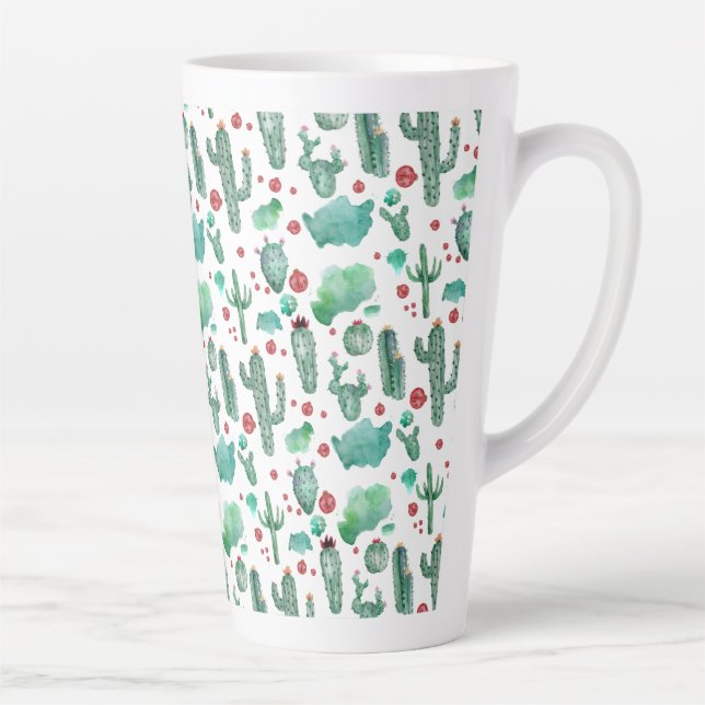 Taza De Café Latte patrón de cactus y ladybug - (Derecha)