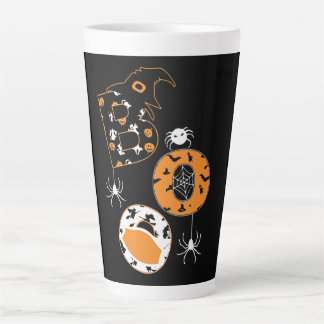 Taza De Café Latte Patrón de calabaza de bruja de la araña de la másc