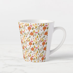 Taza De Café Latte Patrón de Calabaza de Otoño
