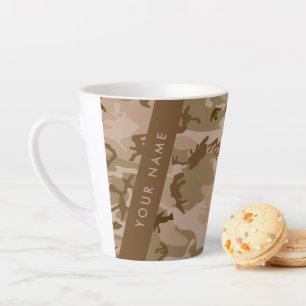 Taza De Café Latte Patrón de Camuflaje del Desierto, Tu nombre, Perso