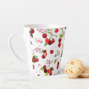 Taza De Café Latte Patrón de Cereza 1