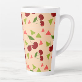 Taza De Café Latte patrón de cereza dulce