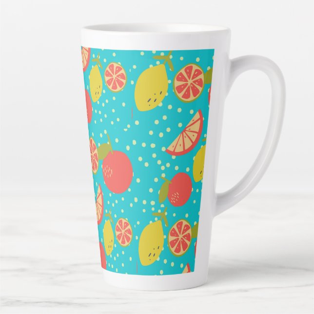 Taza De Café Latte Patrón de cítricos fantástico  (Derecha)