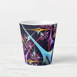 Taza De Café Latte Patrón de color de arte de color rosa floral moder
