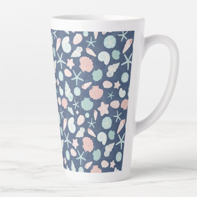 Taza De Café Latte patrón de conchas marinas (Derecha)