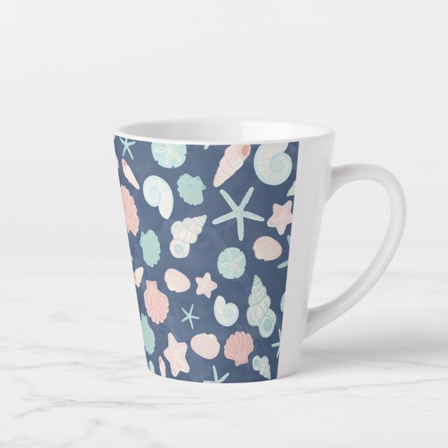 Taza De Café Latte patrón de conchas marinas (Derecha)
