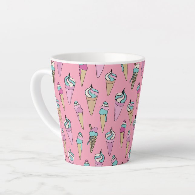 Taza De Café Latte Patrón de cono de helado (Ángulo izquierdo)