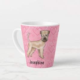Taza De Café Latte Patrón de corazón de amor del perro de la cabeza d
