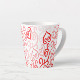 Taza De Café Latte Patrón de corazón rojo y rosa