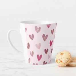 Taza De Café Latte Patrón de Corazón Rosa Lindo – Diseño Romántico y