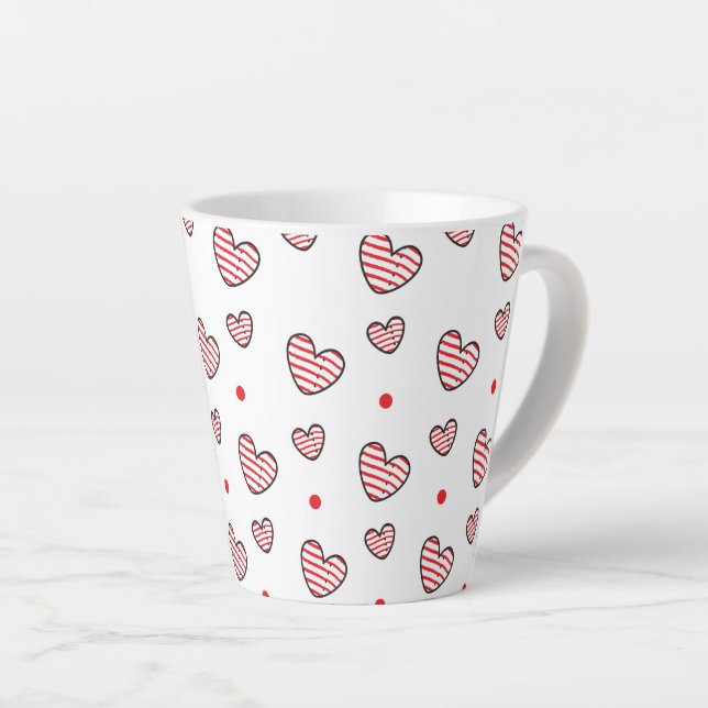 Taza De Café Latte Patrón de Corazones 21 (Ángulo derecho)