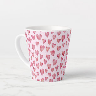 Taza De Café Latte Patrón de corazones de amor rosados