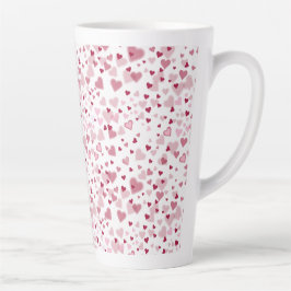 Taza De Café Latte Patrón de Corazones Encantadores Rosa