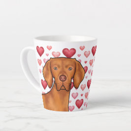 Taza De Café Latte Patrón de corazones rojos de Vizsla húngaro Perro 