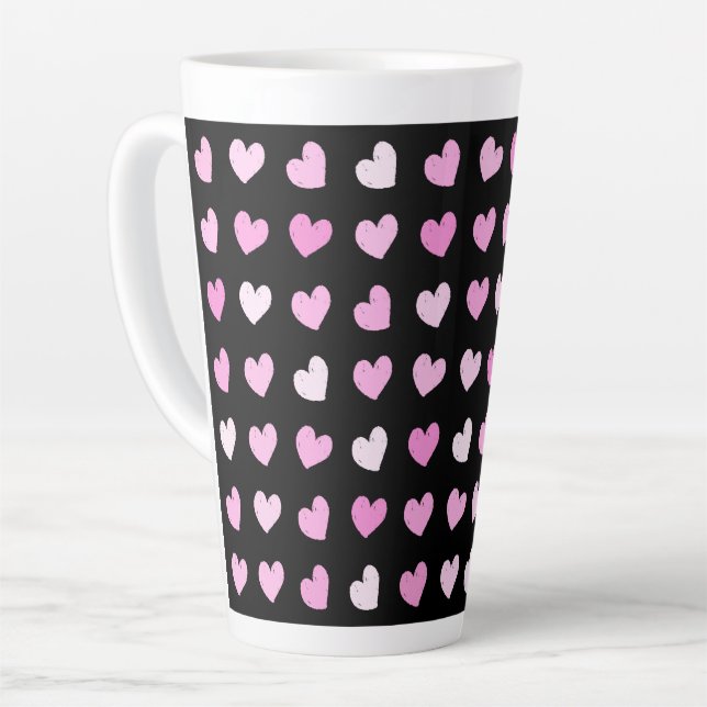 Taza De Café Latte Patrón de corazones rosados (Ángulo izquierdo)