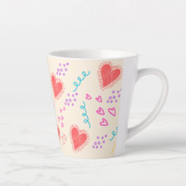 Taza De Café Latte Patrón de corazones y puntos Latte Mug