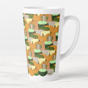 Taza De Café Latte Patrón de cosecha Esquash otoñal
