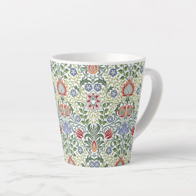 Taza De Café Latte Patrón de cosecha persa floral William Morris (Ángulo derecho)
