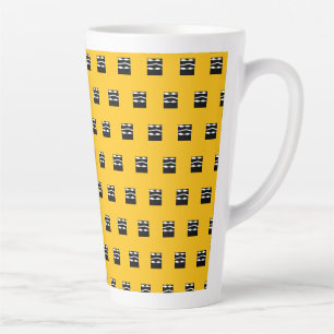 Taza De Café Latte Patrón de cuadrados atrevidos naranja, negro y bla