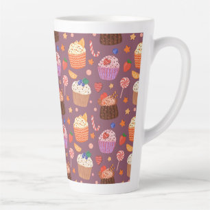 Taza De Café Latte Patrón de cupcakes cutáneos tazón de café
