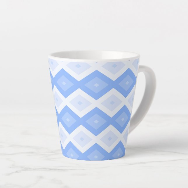 Taza De Café Latte Patrón de diamante azul pálido (Ángulo derecho)