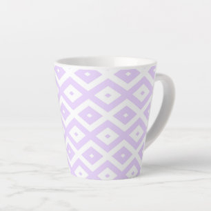 Taza De Café Latte Patrón de diamante blanco y púrpura