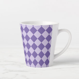 Taza De Café Latte Patrón de diamante de cuadros púrpura